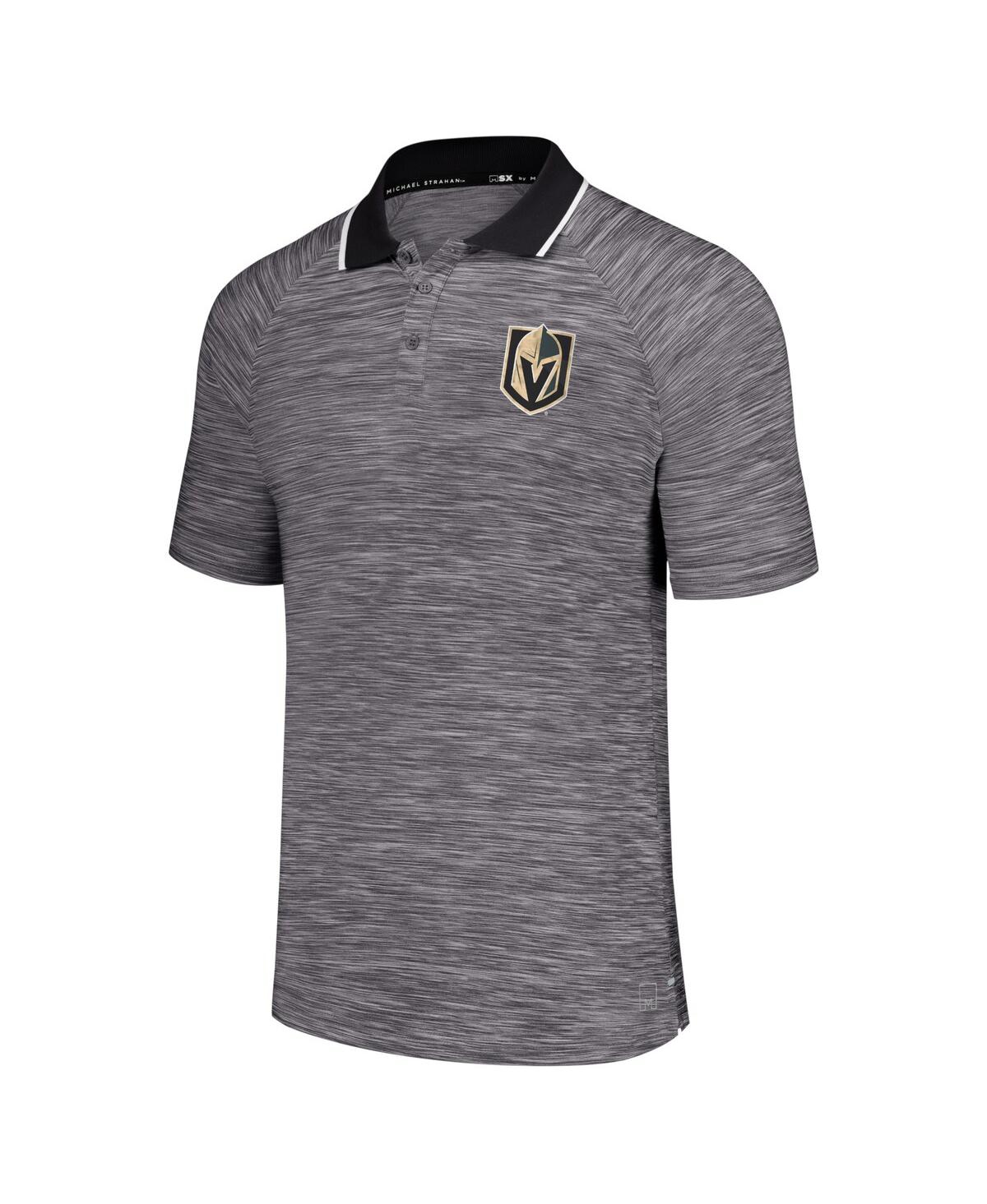 Shop Msx By Michael Strahan Men's  Black Vegas Golden Knights Strategy Raglan Polo Shirt