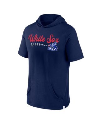 Men's Navy Chicago White Sox Offensive Strategy Short Sleeve Pullover Hoodie