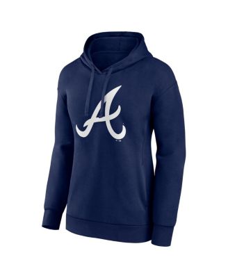 Women's Navy Atlanta Braves Logo Pullover Hoodie