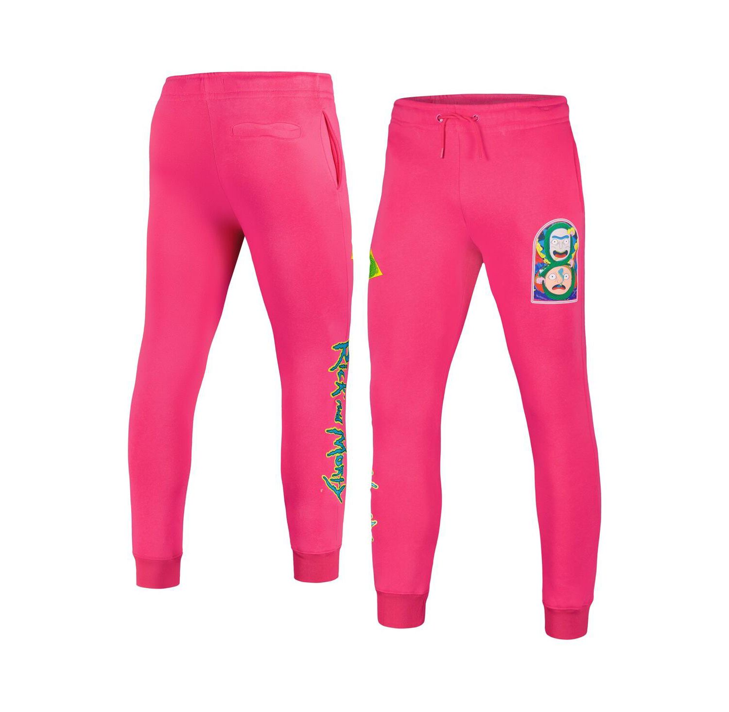 Men's Pink Rick And Morty Fleece Jogger Pants