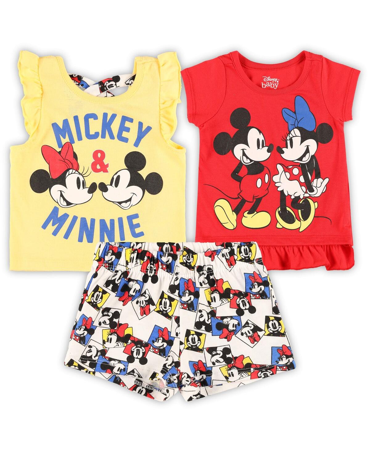 Shop Children's Apparel Network Baby Boys And Girls Minnie Mouse Red, White T-shirt And Shorts Set In Red,white