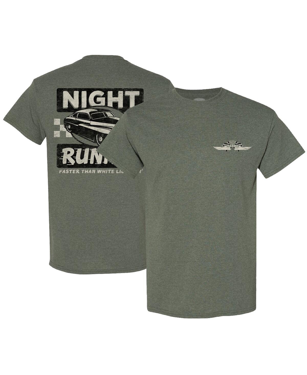 Shop Checkered Flag Sports Men's  Heather Green Nascar Night Runnin' T-shirt