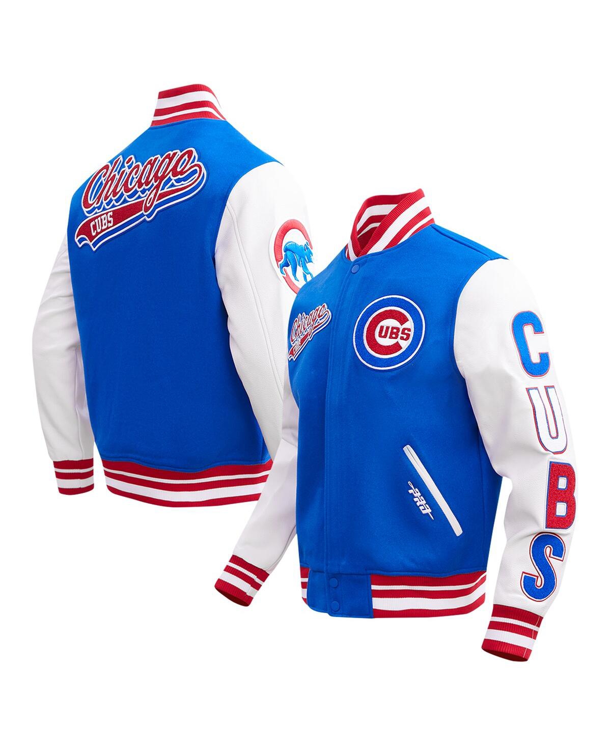 Shop Pro Standard Men's  Royal Chicago Cubs Script Tail Wool Full-zip Varity Jacket
