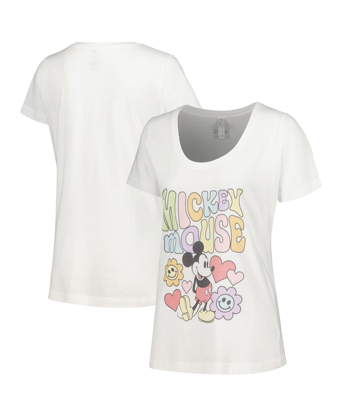 Women's Mickey Mouse White Mickey & Friends Groovy Scoop Neck T-shirt - White