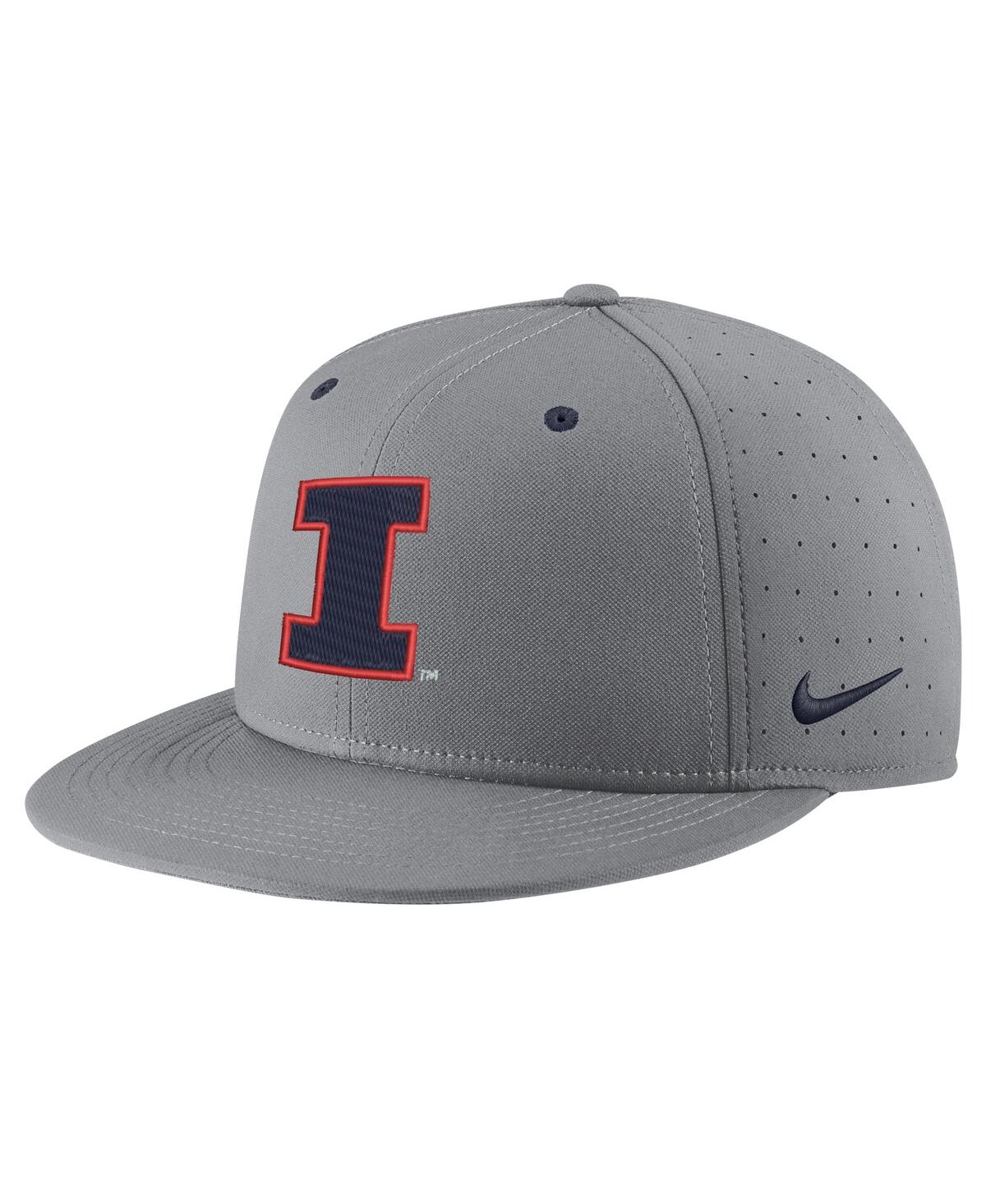 Shop Nike Men's  Gray Illinois Fighting Illini Usa Side Patch True Aerobill Performance Fitted Hat