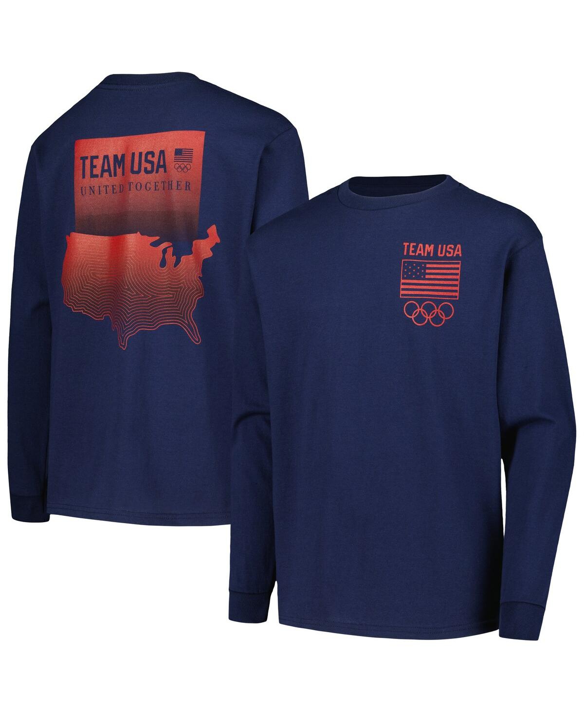 Shop Outerstuff Big Boys Navy Team Usa On The Map Long Sleeve T-shirt