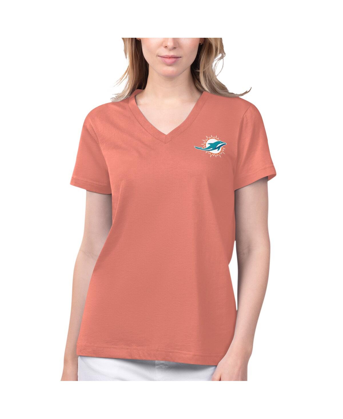 Women's Margaritaville Coral Miami Dolphins Game Time V-Neck T-shirt - Coral