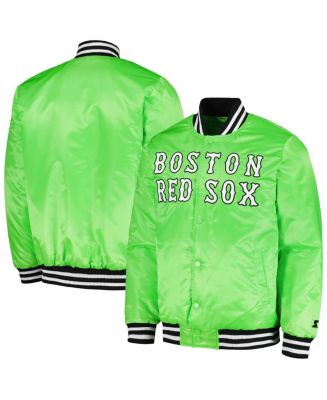 Men's Starter Neon Green Boston Red Sox Cross Bronx Fashion Satin