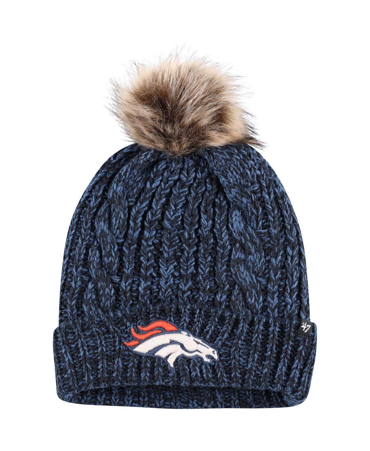 47 Brand Women's ' Navy Denver Broncos Logo Meeko Cuffed Knit Hat With Pom