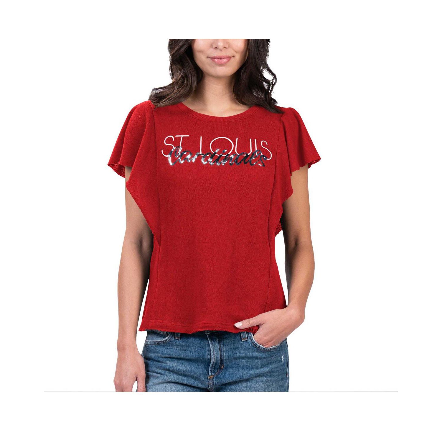 Women's Red St. Louis Cardinals Crowd Wave T-shirt