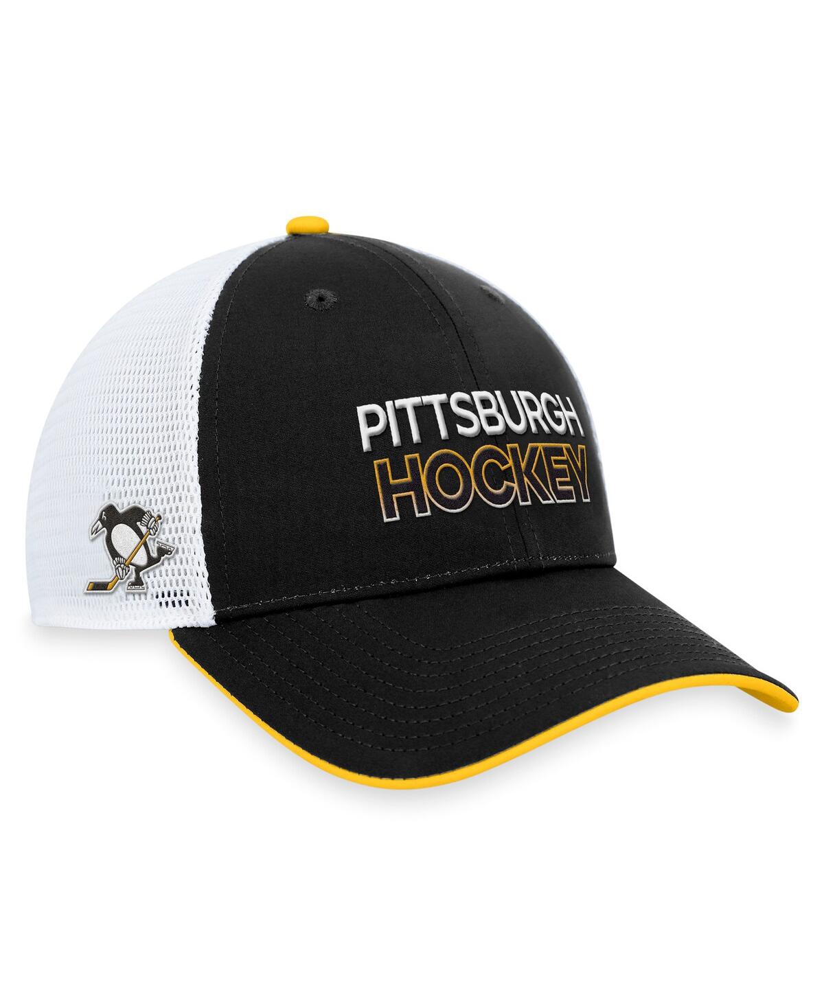 Shop Fanatics Men's  Black Pittsburgh Penguins Authentic Pro Alternate Jersey Trucker Adjustable Hat