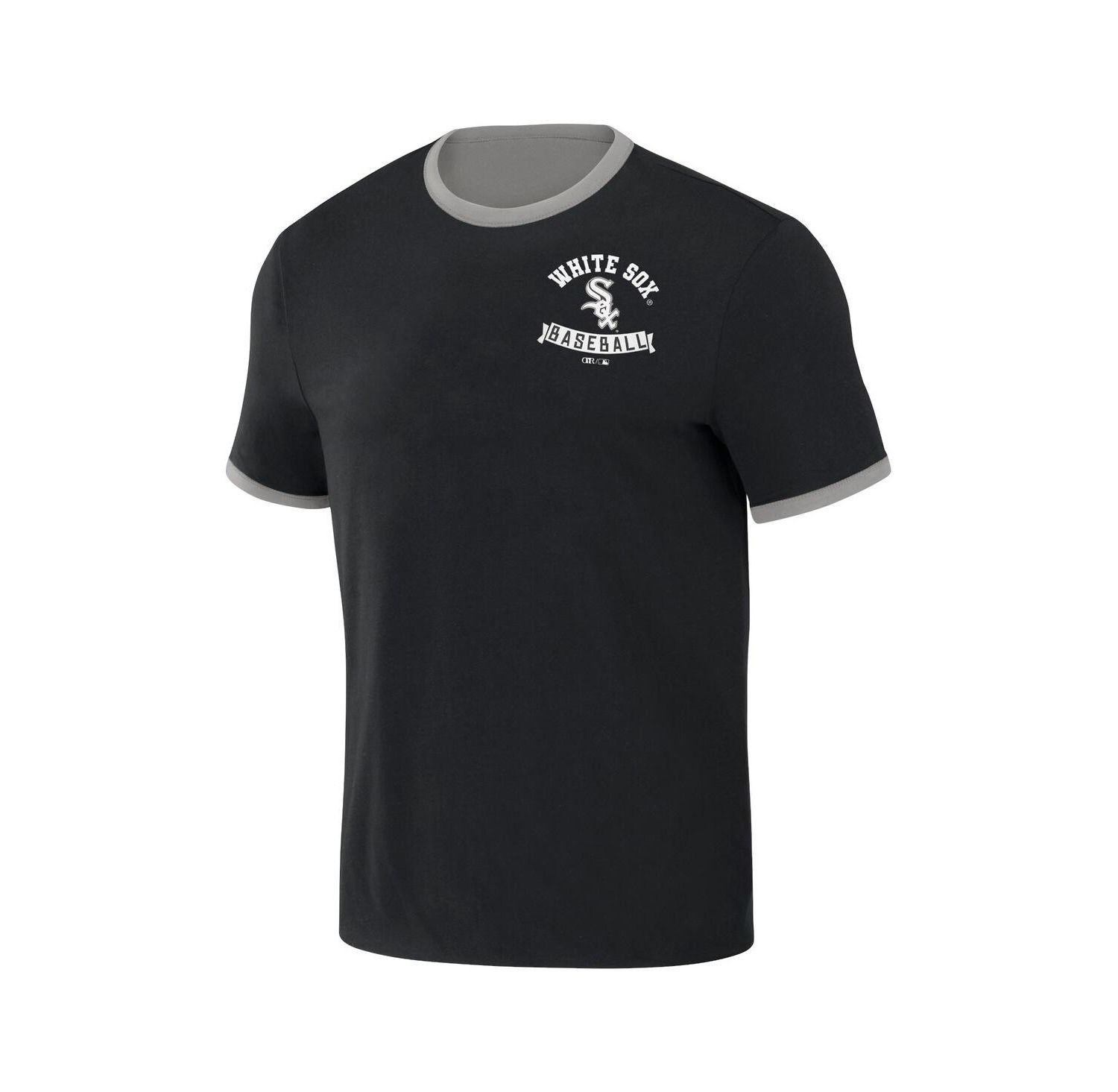 Men's Darius Rucker Collection by Black, Gray Distressed Chicago White Sox Two-Way Ringer Reversible T-shirt