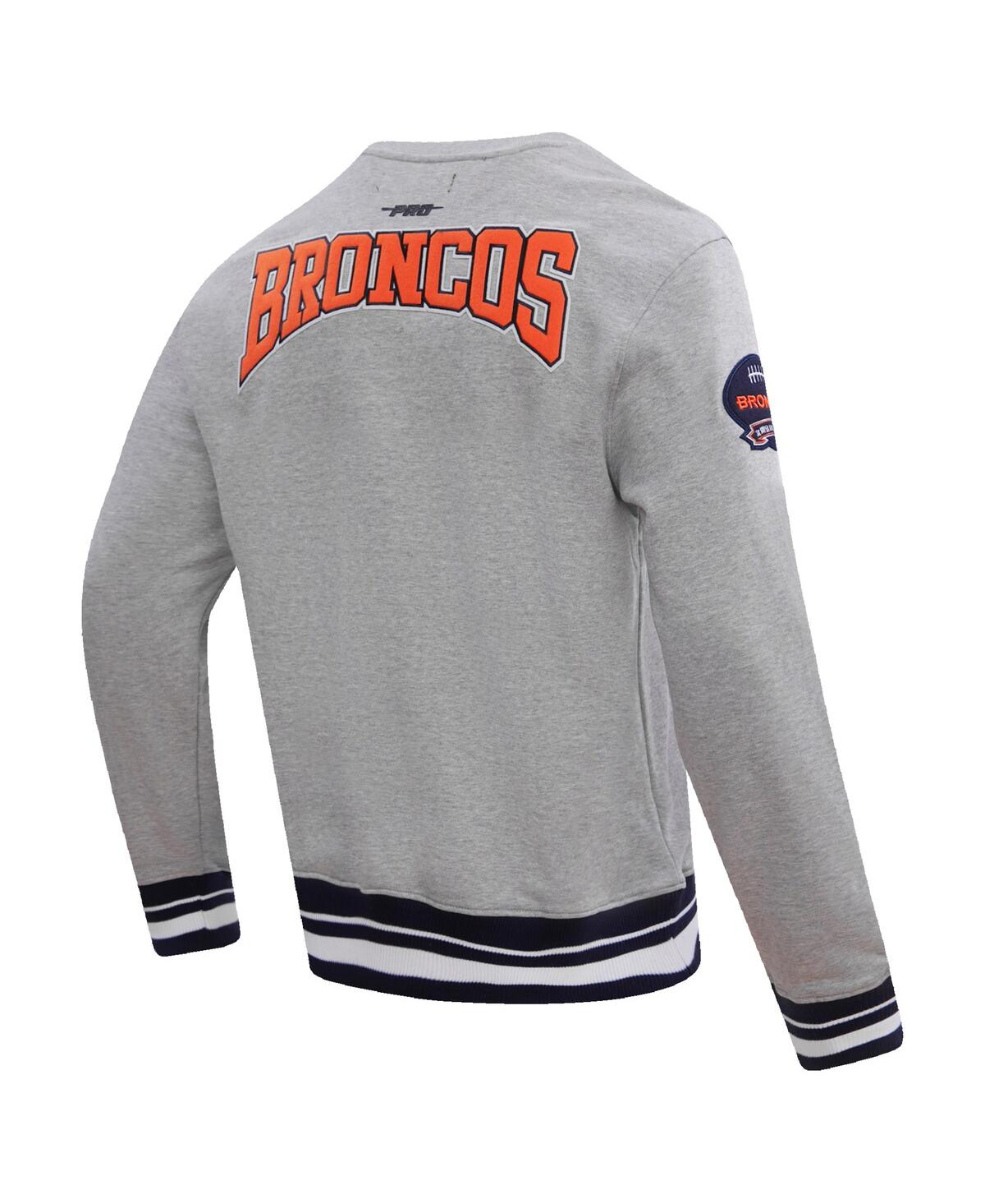 PRO STANDARD MEN'S PRO STANDARD HEATHER GRAY DENVER BRONCOS CREST EMBLEM PULLOVER SWEATSHIRT 