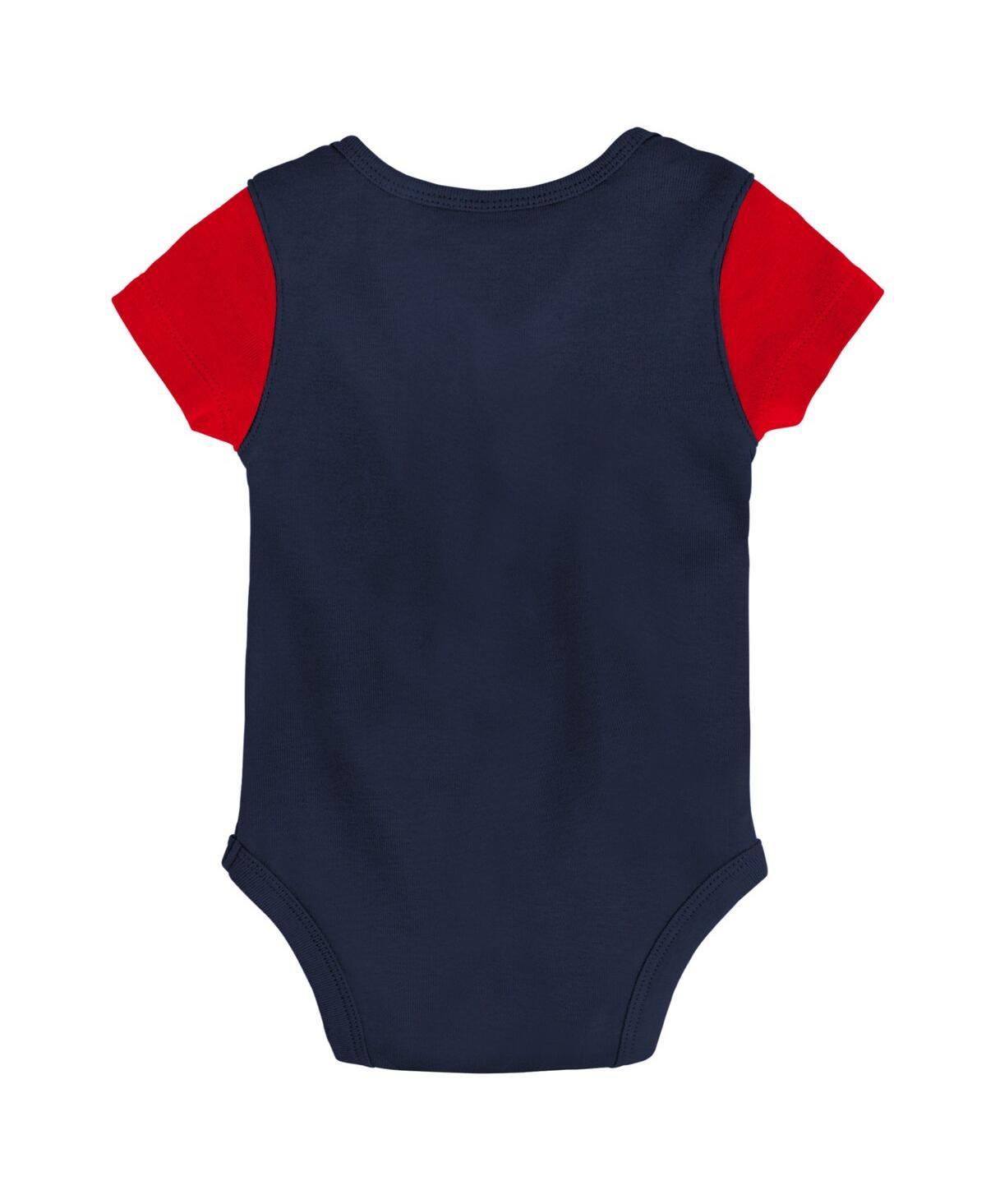 Shop Outerstuff Baby Boys And Girls Navy, Red Minnesota Twins Little Champ Three-pack Bodysuit Bib And Booties Set In Navy,red