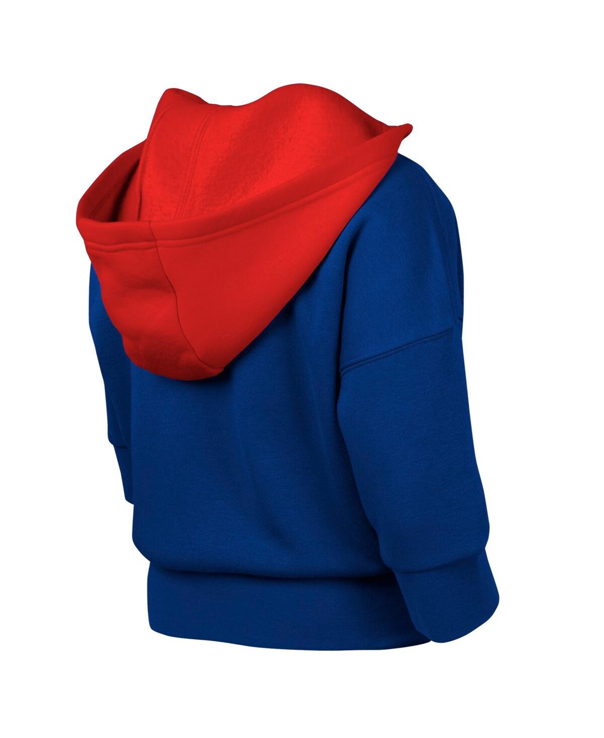 Fanatics Big Girls  Royal Chicago Cubs Team Practice Fashion Three-quarter Sleeve Pullover Hoodie In Royal