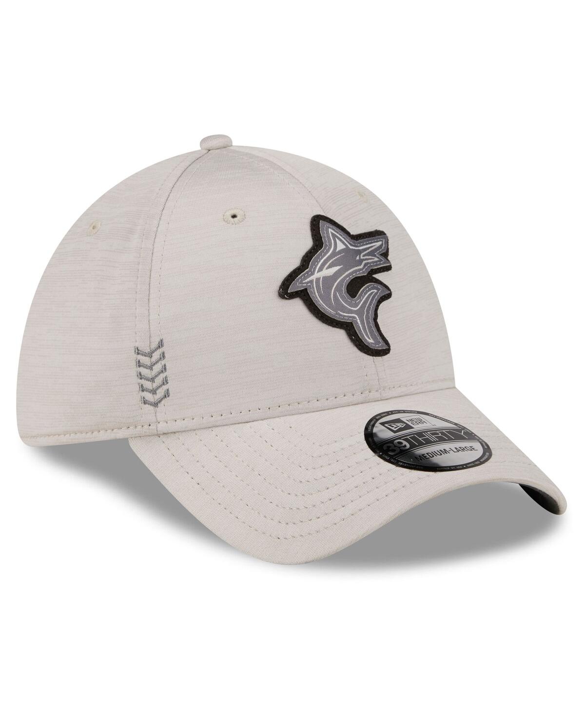 Men's New EraMiami Marlins 2024 Clubhouse 39THIRTY Flex Fit Hat - Cream