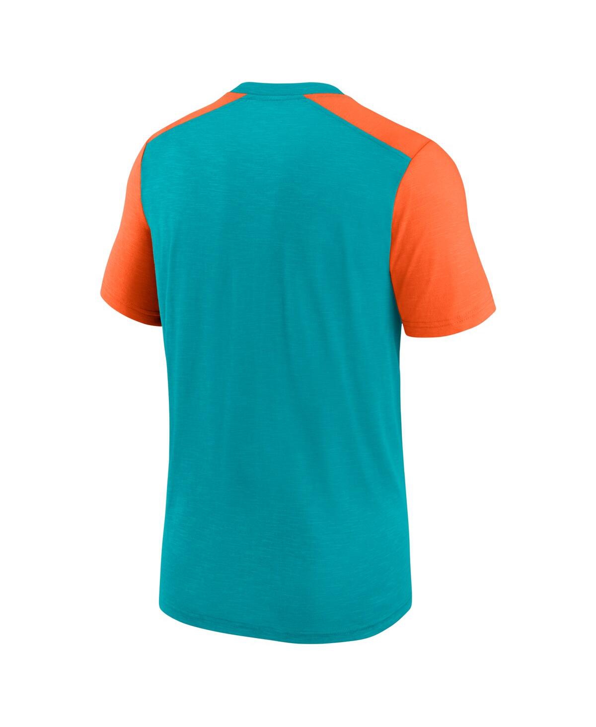 Men's Nike Heathered Orange Miami Dolphins Color Block Team Name T-shirt - Heathered Orange