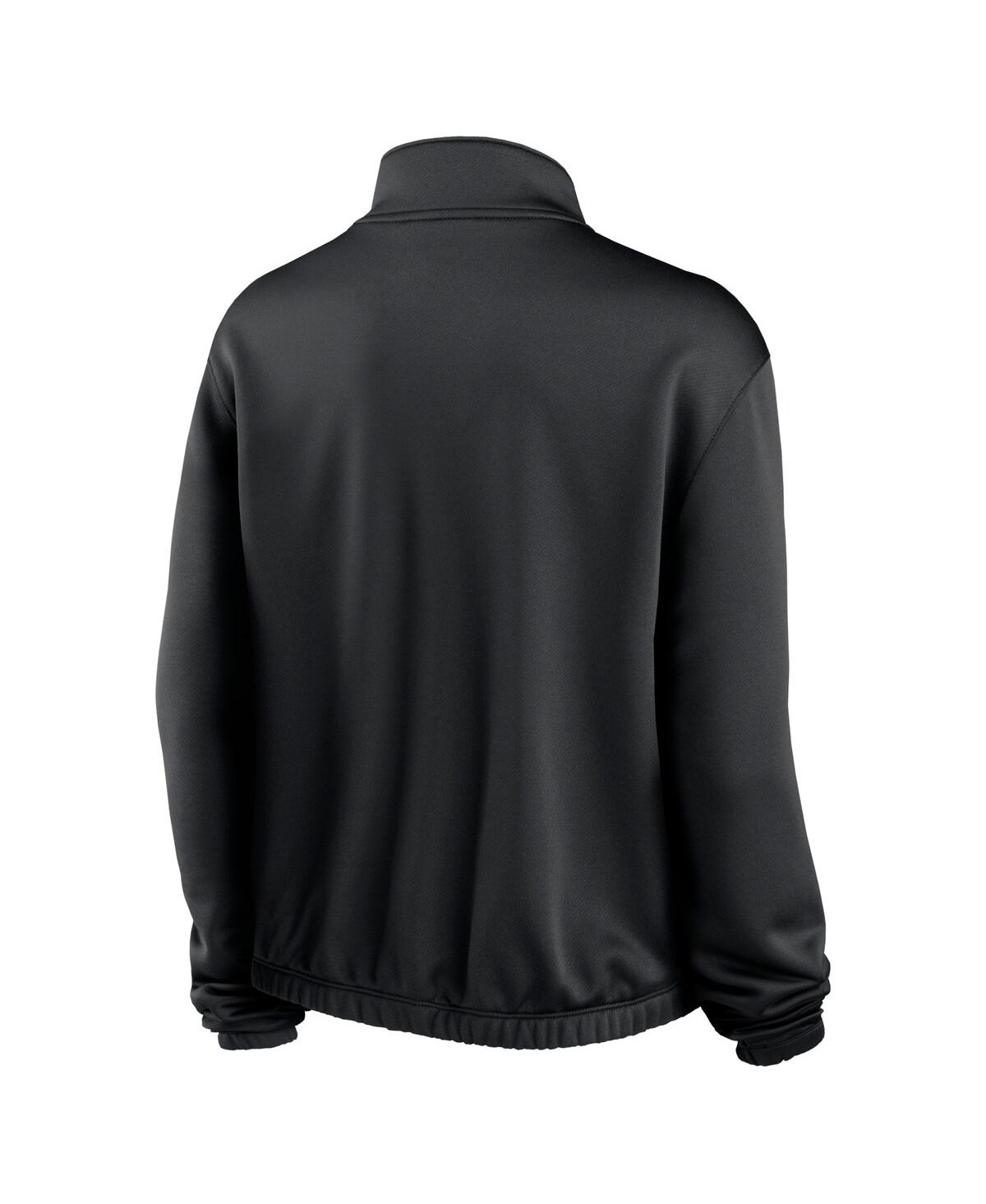 Shop Nike Women's  Black San Francisco Giants Rewind Splice Half-zip Semi-cropped Bubble Hem Sweatshirt