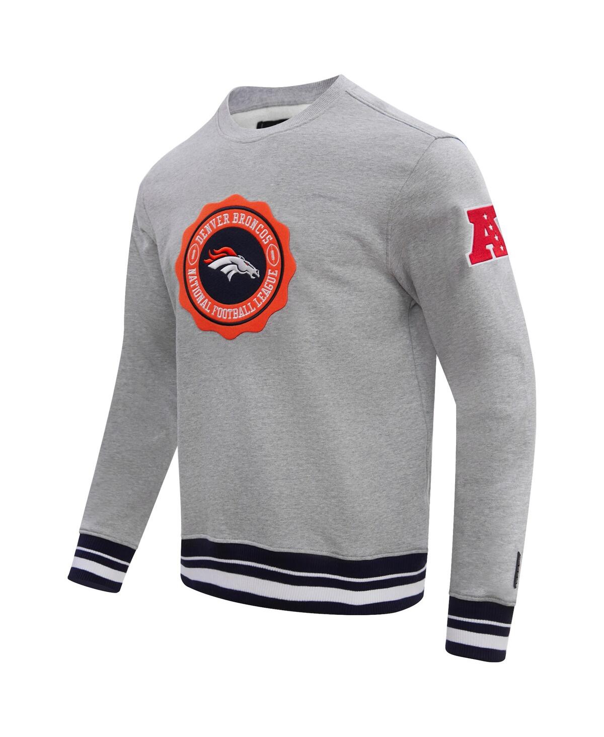 PRO STANDARD MEN'S PRO STANDARD HEATHER GRAY DENVER BRONCOS CREST EMBLEM PULLOVER SWEATSHIRT 