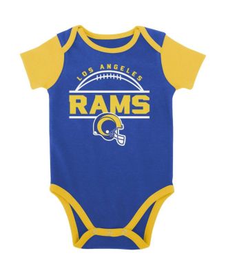 Baby Boys and Girls Royal, Gold Los Angeles Rams Home Field Advantage Three-Piece Bodysuit, Bib and Booties Set