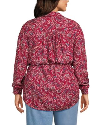 Women's Plus Size Rayon Tie Waist Shirt