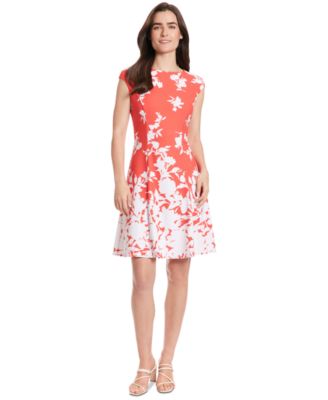 London Times - Petite Cap-Sleeve Fit & Flare Dress