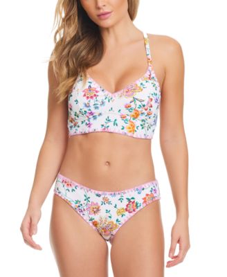 Shop Jessica Simpson Floral Print Bikini Top Matching Bottom In White Multi