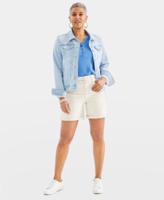 Style & Co - Women's High-Rise Belted Cuffed Denim Shorts