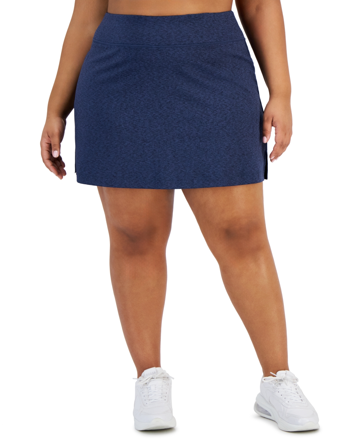 Shop Id Ideology Plus Size Active Solid Pull-on Skort, Created For Macy's In Navy Serenity