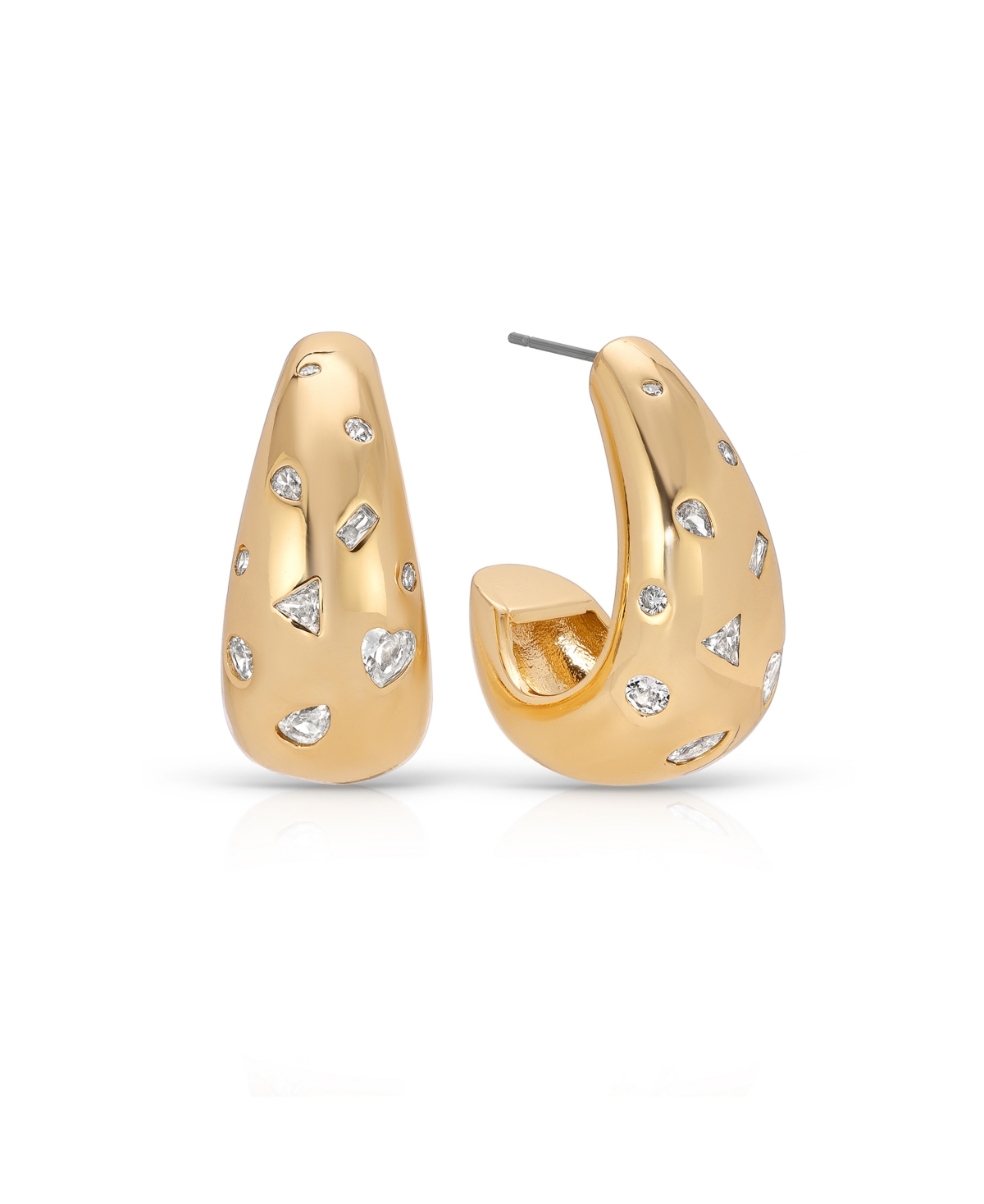 Ettika Bezel Crystal Dotted 18k Gold Plated Hoop Earrings