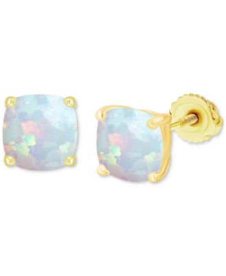 Macy's - Lab-Grown Opal Screw Back Stud Earrings (3/4 ct. t.w.) in Sterling Silver