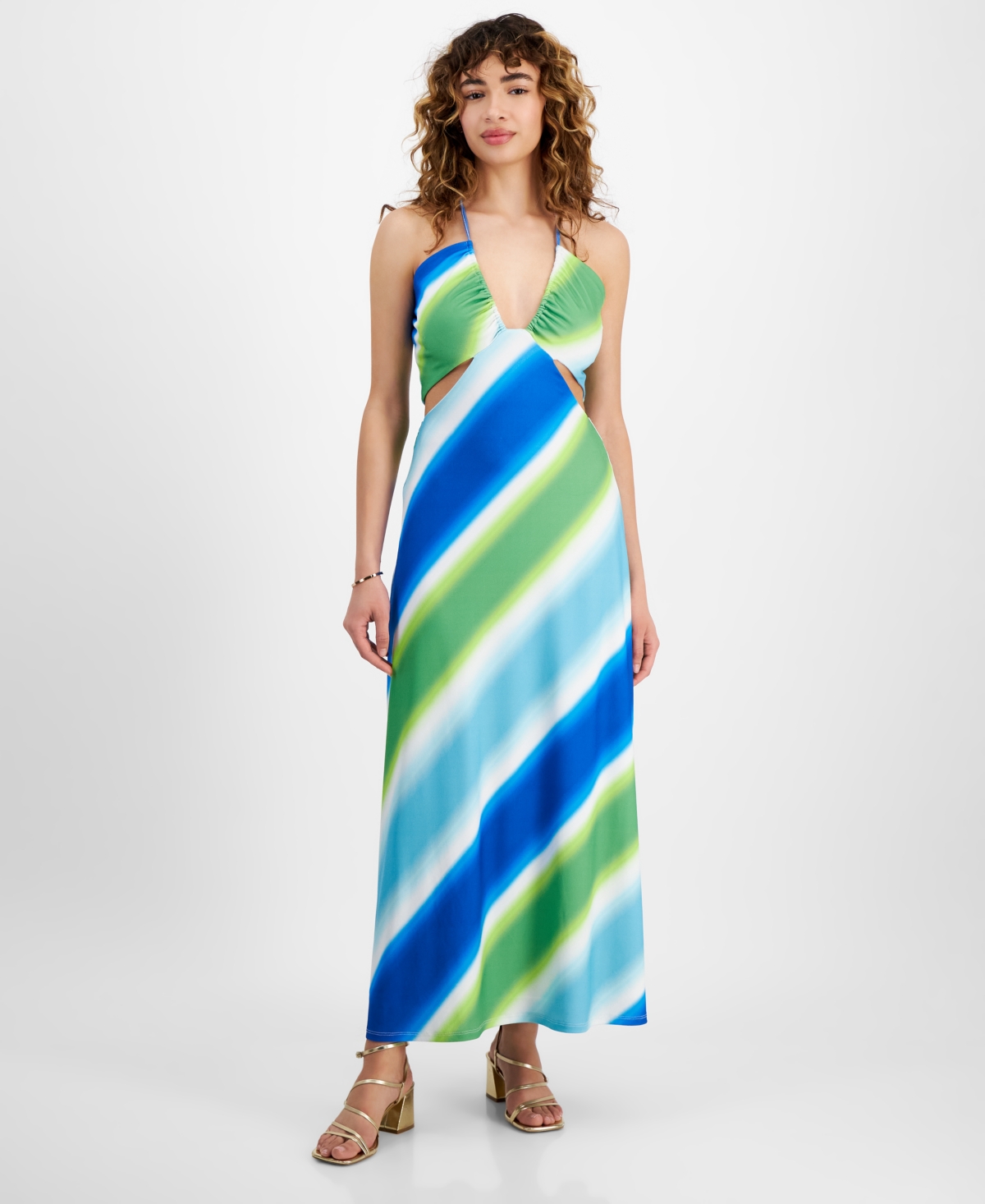 Women's Willow Side-Cutout V-Neck Dress - Ombre Stripe