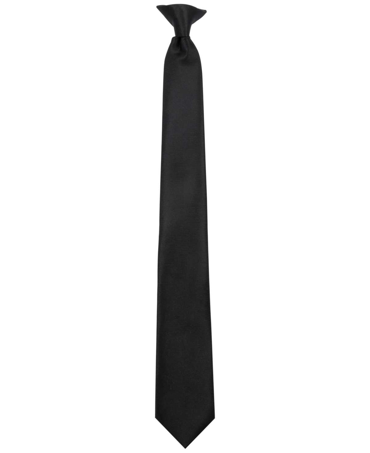 Calabrum Men's Slim Solid Black Clip-on Tie