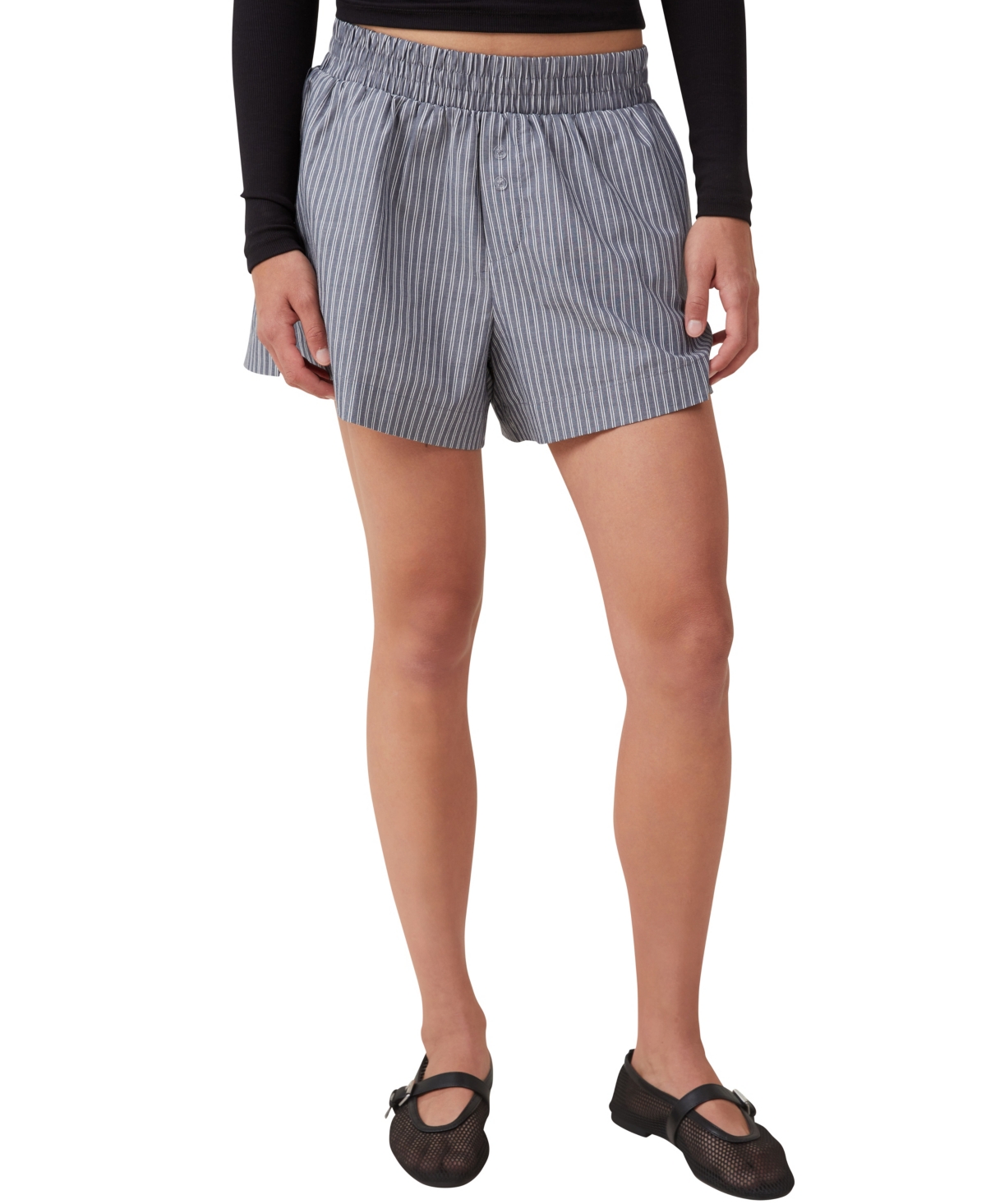 Women's Noah Pull On Shorts - Kylie Stripe Blue Slate