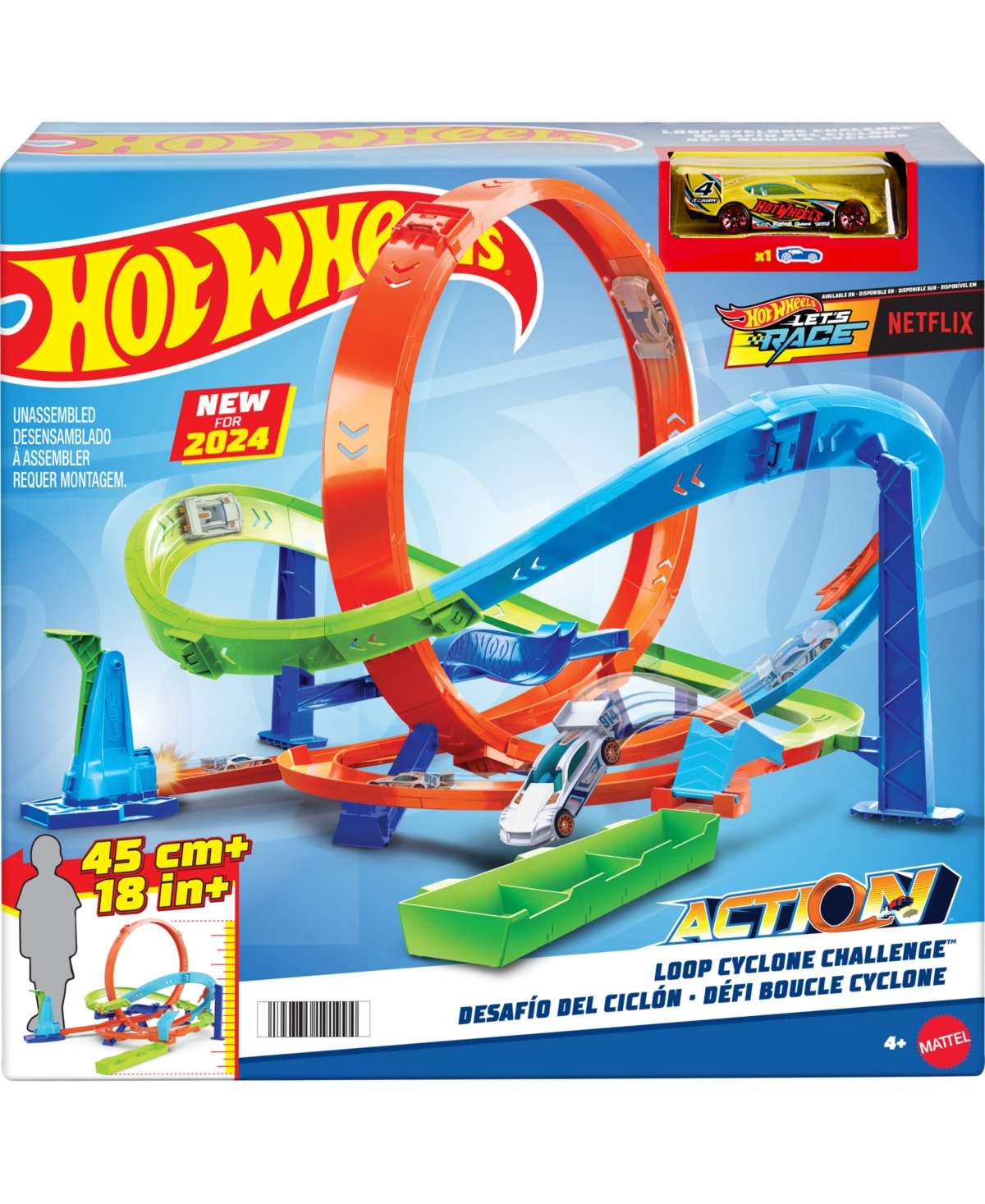 Shop Hot Wheels Action Loop Cyclone Challenge Track Set With 1:64 Scale Toy Car, Easy Storage In No Color