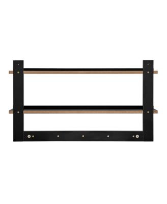 2-Tier Ledge Wall Shelf organizer with Five Hanging Coat or towel Hooks, Perfect For Entryway or Bathroom