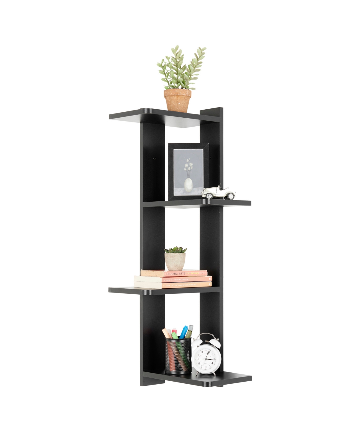 Shop Danya B Alvar Corner 4-tier Floating Ledge Column Wall Shelf In Black