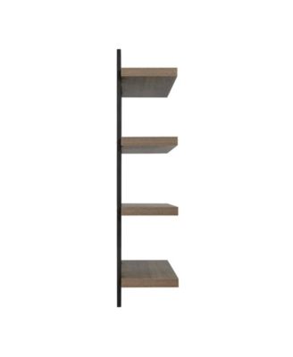 4-Tier Floating Bracket Wall Shelf, Black Metal Finish