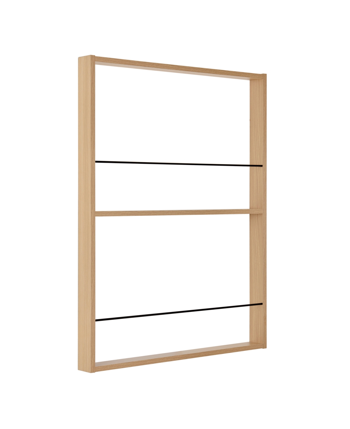 Danya B Steiner Square Modern 2-tier Kids Book Or Toy Figure Display Unit Wall Mounted Bookshelf With Contra In Beech