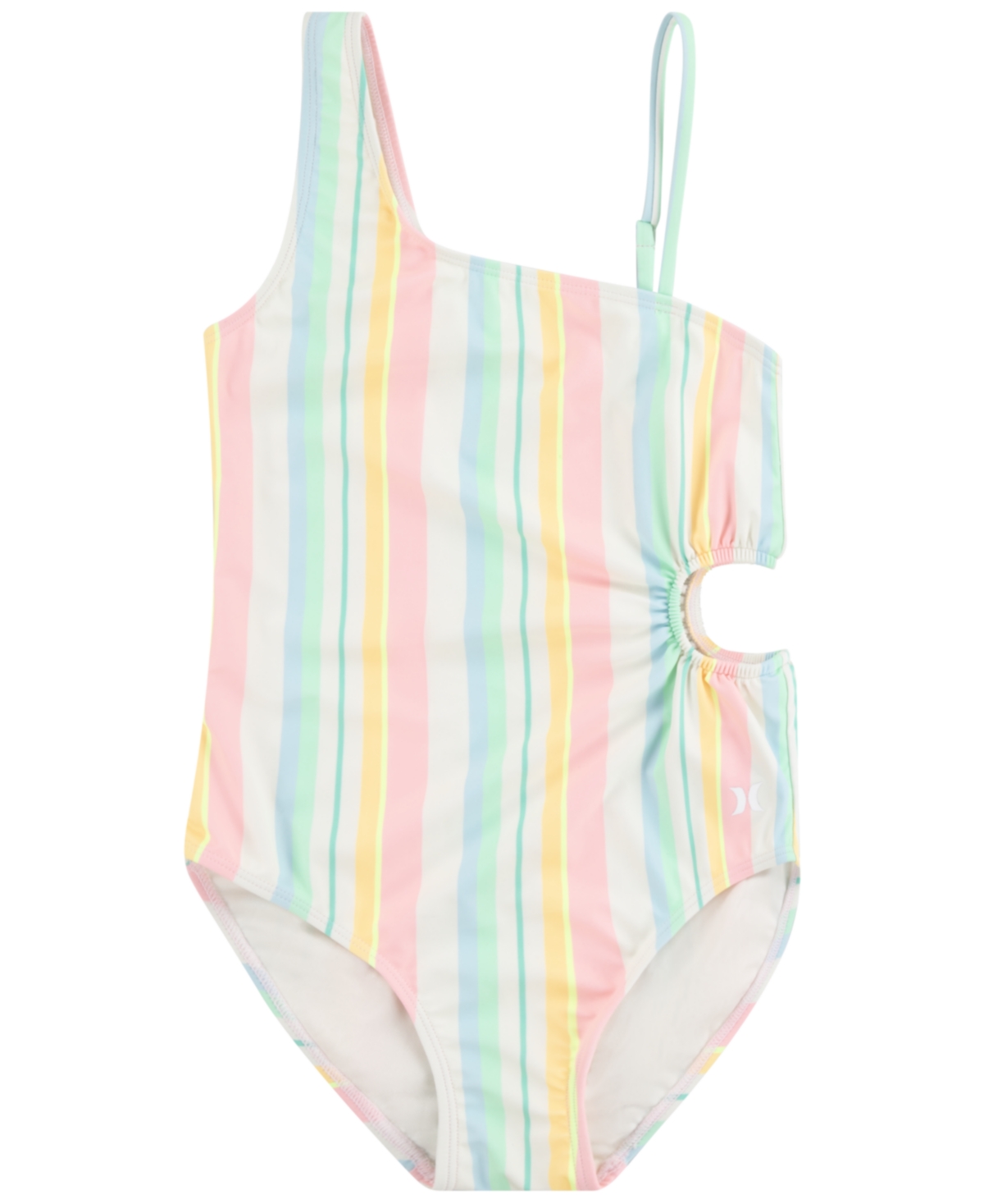 Hurley Kids' Big Girls Cut Out One Piece Swimsuit In Pale Ivory,multi