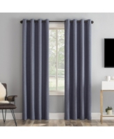 Sun Zero Tresello Tonal Texture Draft Shield Fleece Insulated 100% Blackout Grommet Curtain Panel - Navy blue