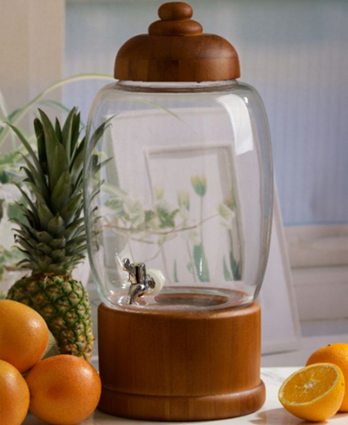 Circleware Beverage Dispenser with Wooden Lid and Base 357 Oz Macy's