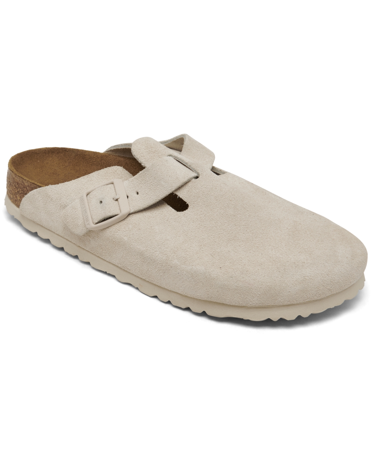 Women's Boston Soft Footbed Suede Leather Clogs from Finish Line - Antique-Like White