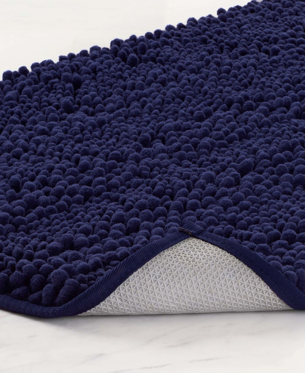 Laura Ashley Astor Chenille Bath Mat, 20" X 34" In Indigo