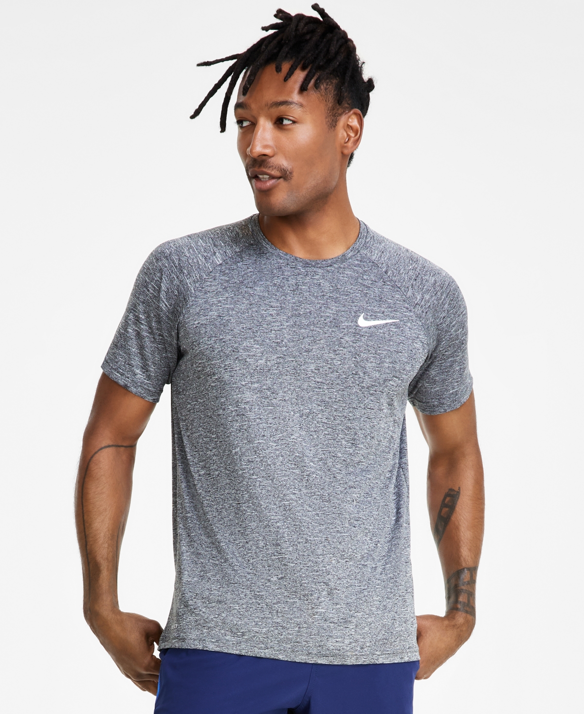 Nike Men's Hydroguard Dri-fit Stretch Upf 40+ Heather Rash Guard