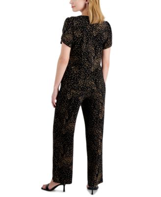 Petite Printed Wide-Leg Pull-On Knit Pants