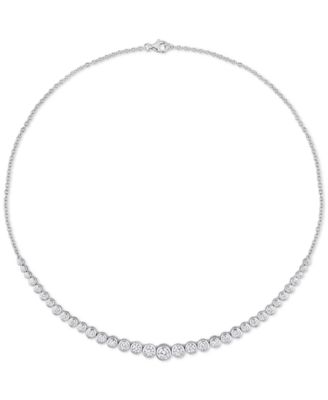 Moissanite Graduated Bezel 17" Tennis Necklace (4-5/8 ct. t.w.) in Sterling Silver