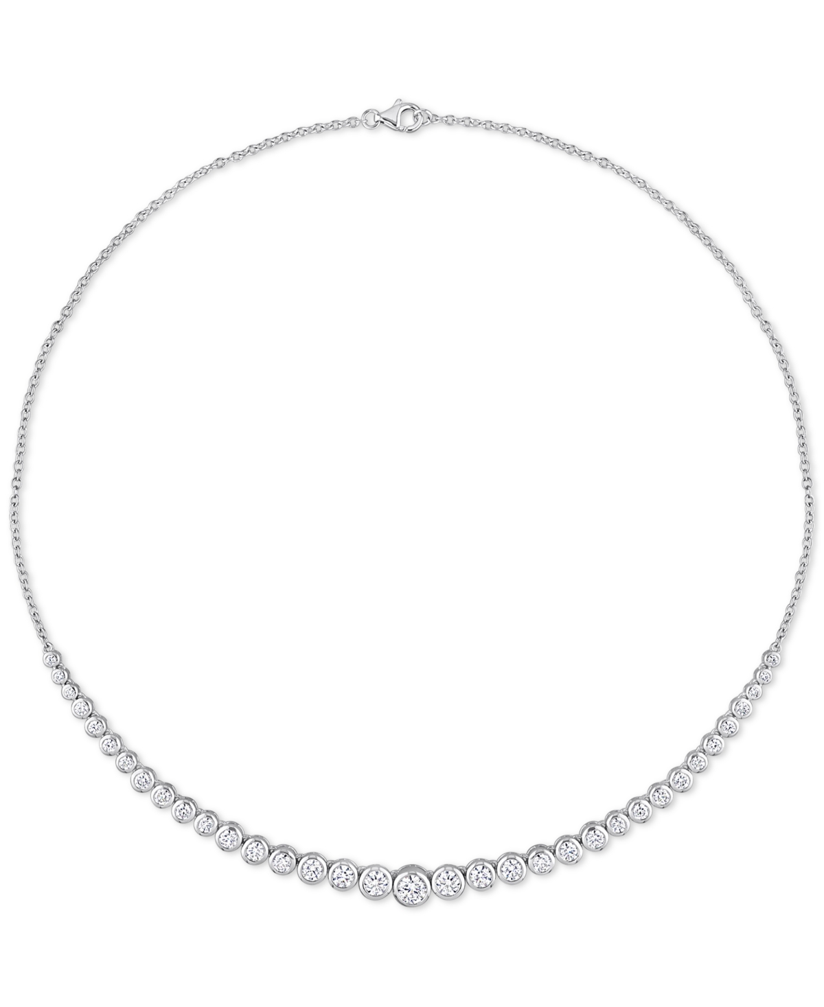 Macy's Moissanite Graduated Bezel 17" Tennis Necklace (4-5/8 Ct. T.w.) In Sterling Silver In Moissanite