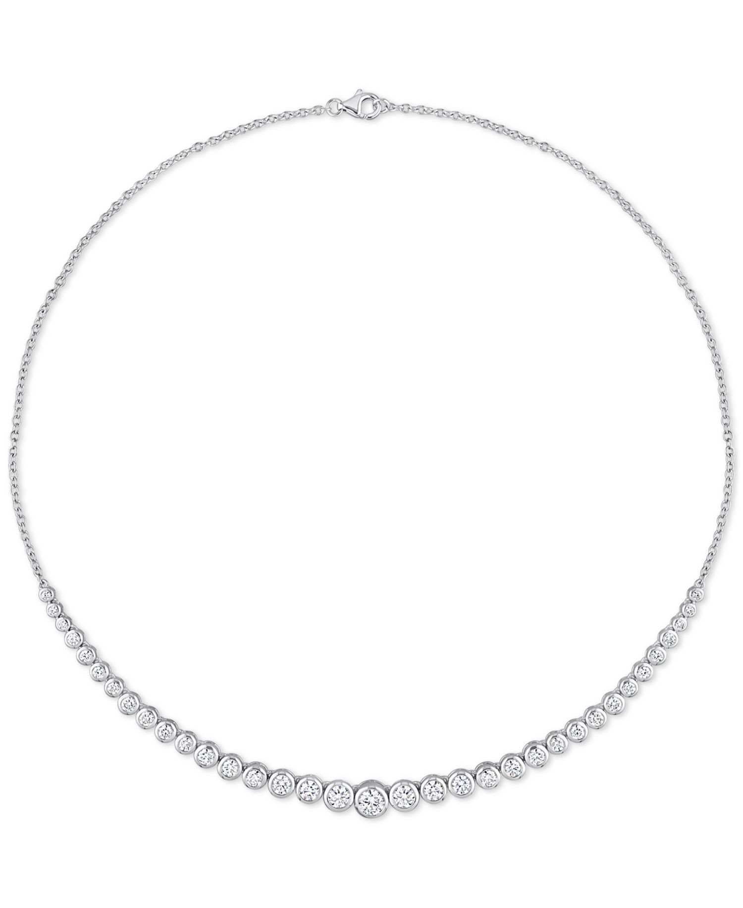 Moissanite Graduated Bezel 17" Tennis Necklace (4-5/8 ct. t.w.) in Sterling Silver