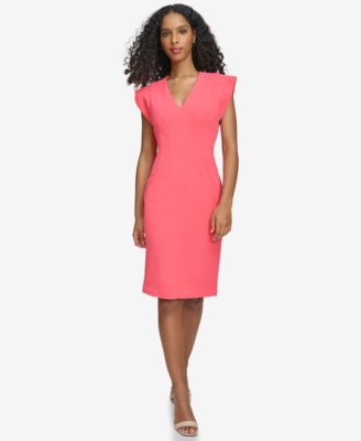 Calvin Klein - Women's Extended-Shoulder V-Neck Dress